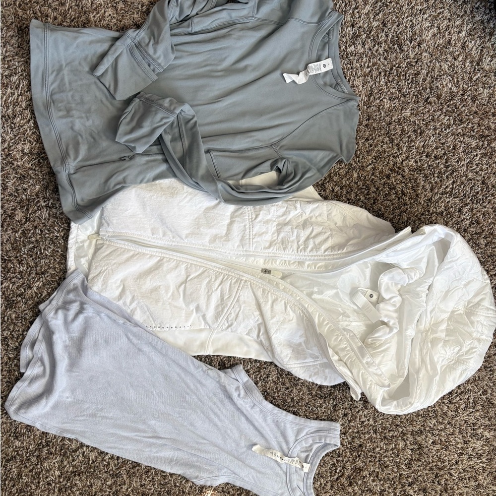 Lululemon Mixed Neutral Tops Bundle - White, Light Gray, Light Purple